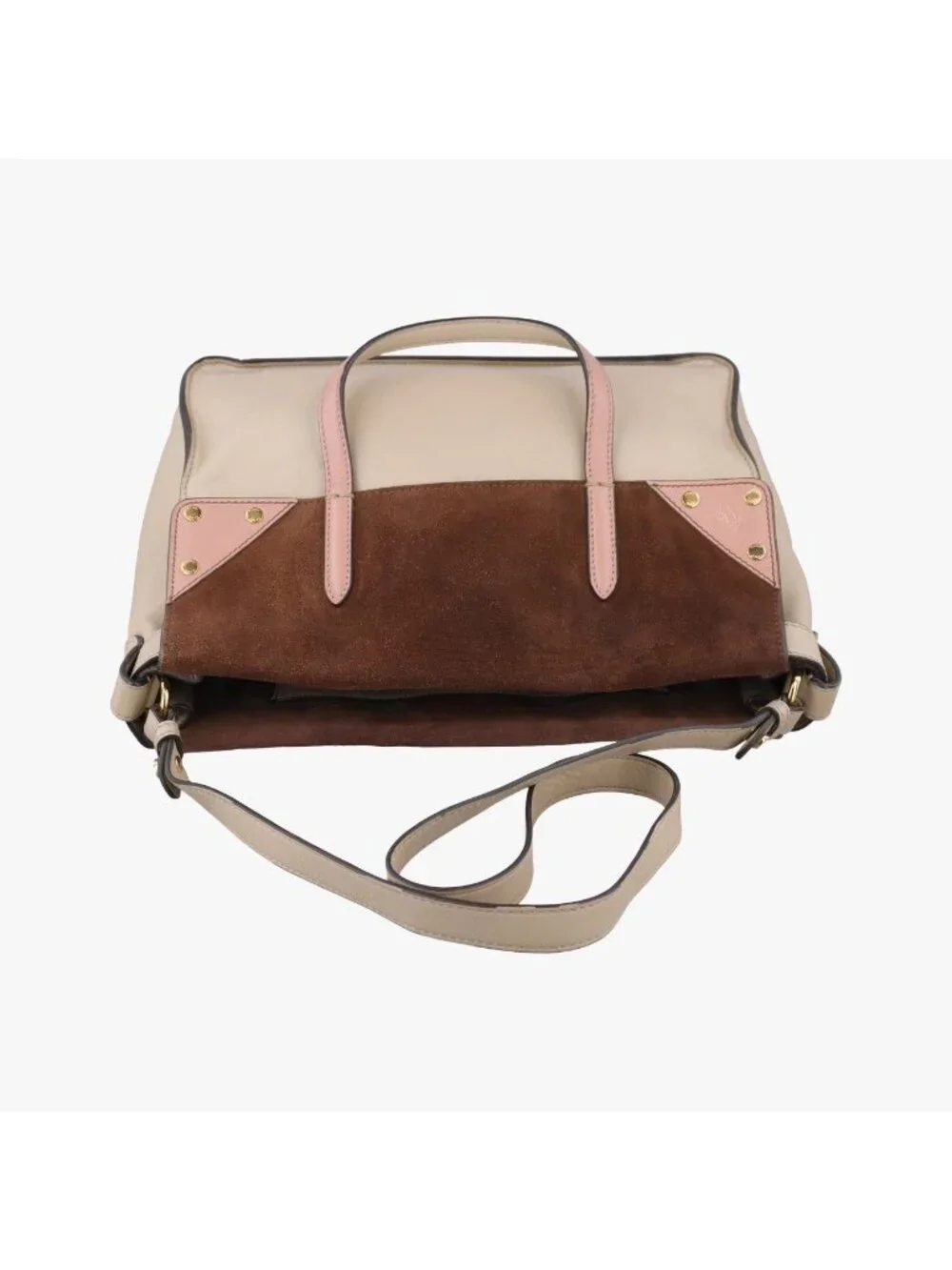 Fendi Flip Beige Pink Brown Leather Shoulder